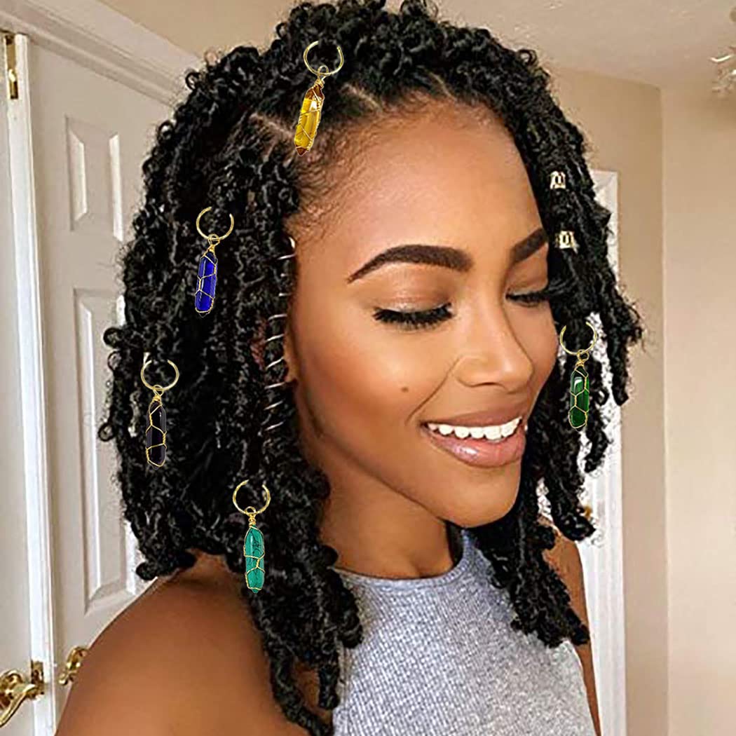 Formery Hair Crystals Locs Natural Stone Gems Braid Jewelry Dread Crystal Charms Accessories for Black Women (5PCS) Beauty & Personal Care Formery