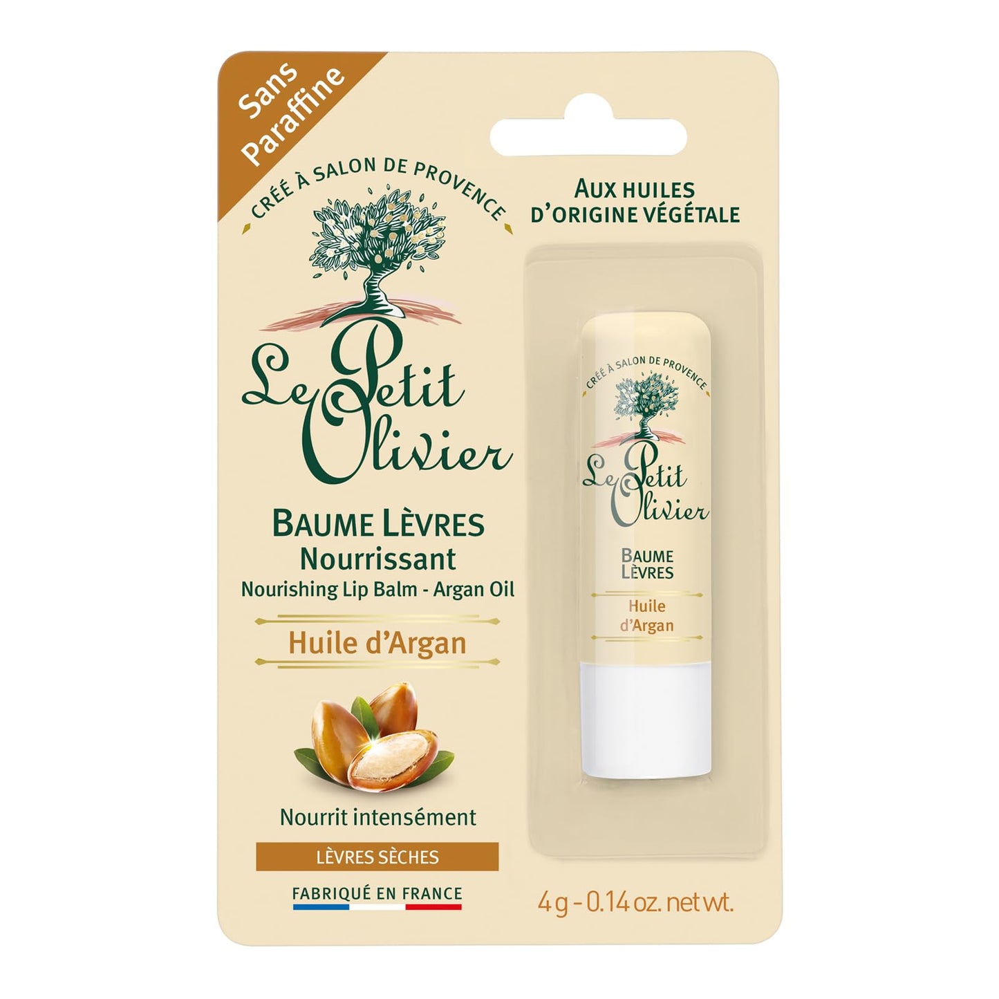 Le Petit Olivier Nourishing Lip Balm Stick - Enriched with Argan Oil - Softens and Smooths Dry Lips - Made with Natural Vegetable Oils - 0.14 oz Beauty and Personal Care Le Petit Olivier