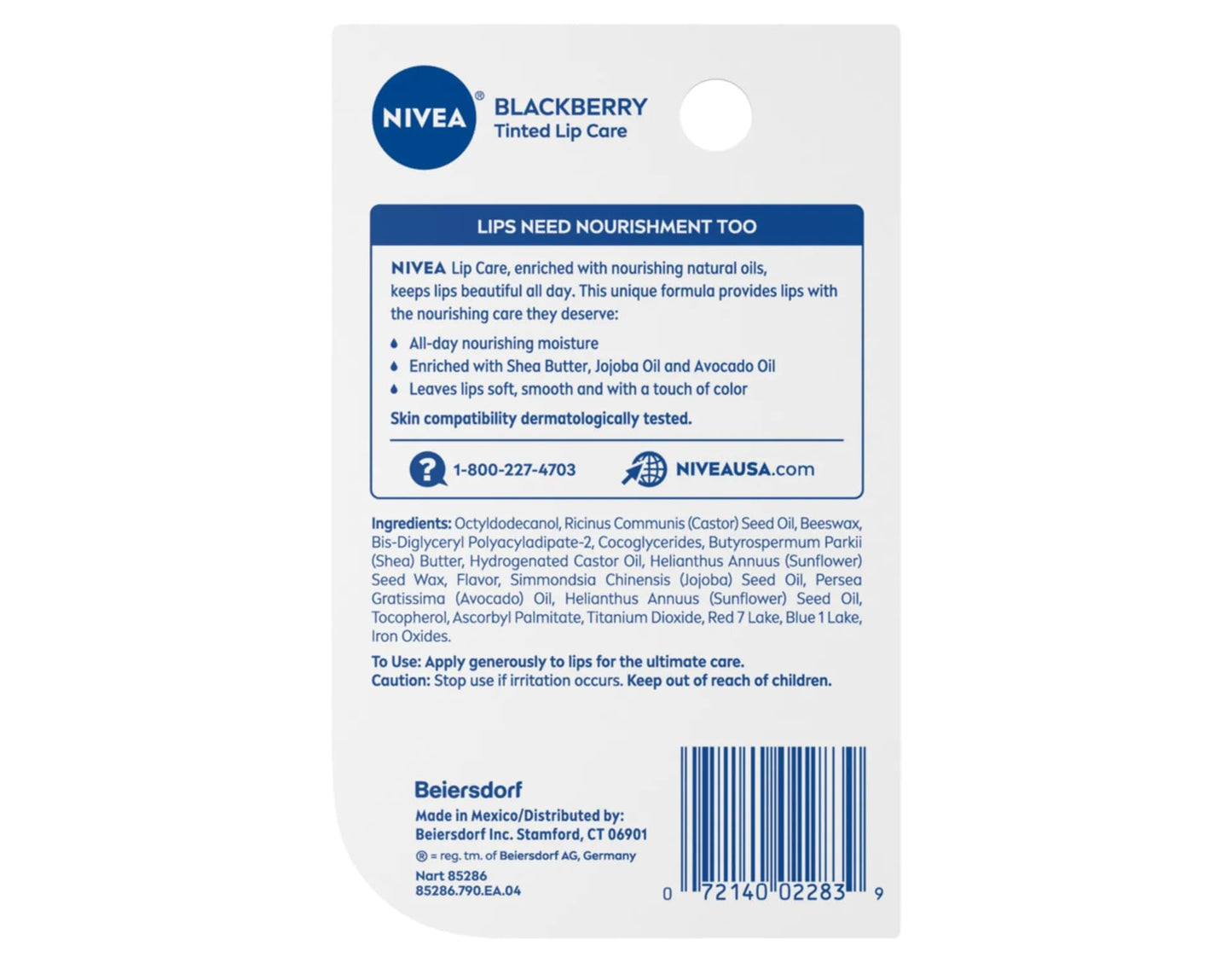 NIVEA Blackberry Lip Care, Tinted Lip Balm with Shea Butter, Nourishing Oils and Vitamin C & E, 3-in-1 Moisture, Repair (for Dry Lips) and Color, 0.17 Beauty & Personal Care NIVEA