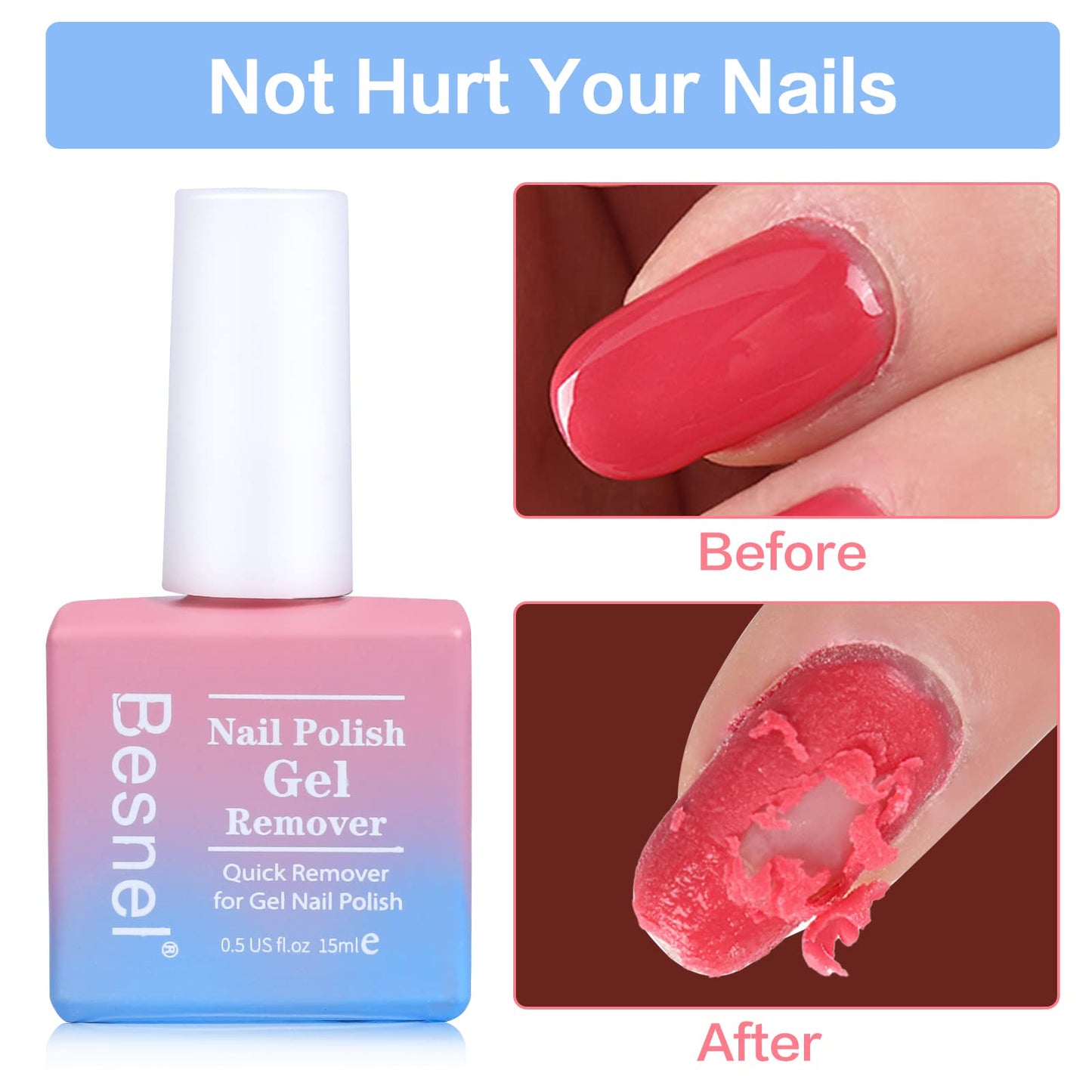 Gel Nail Polish Remover 5 Pack Professional Gel Polish Remover Non-Irritating Quick Easy,Nail Polish Gel Remover Tools Kit Nail File Cuticle Pusher Beauty & Personal Care BESNEL