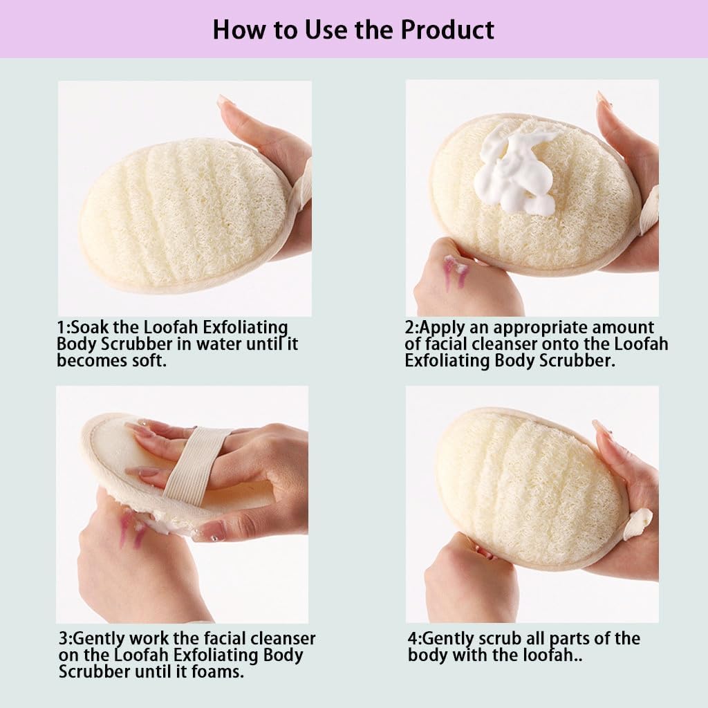 haikuluo Natural Loofah Body Scrubber Sponge,3 Pack Beauty and Personal Care haikuluo