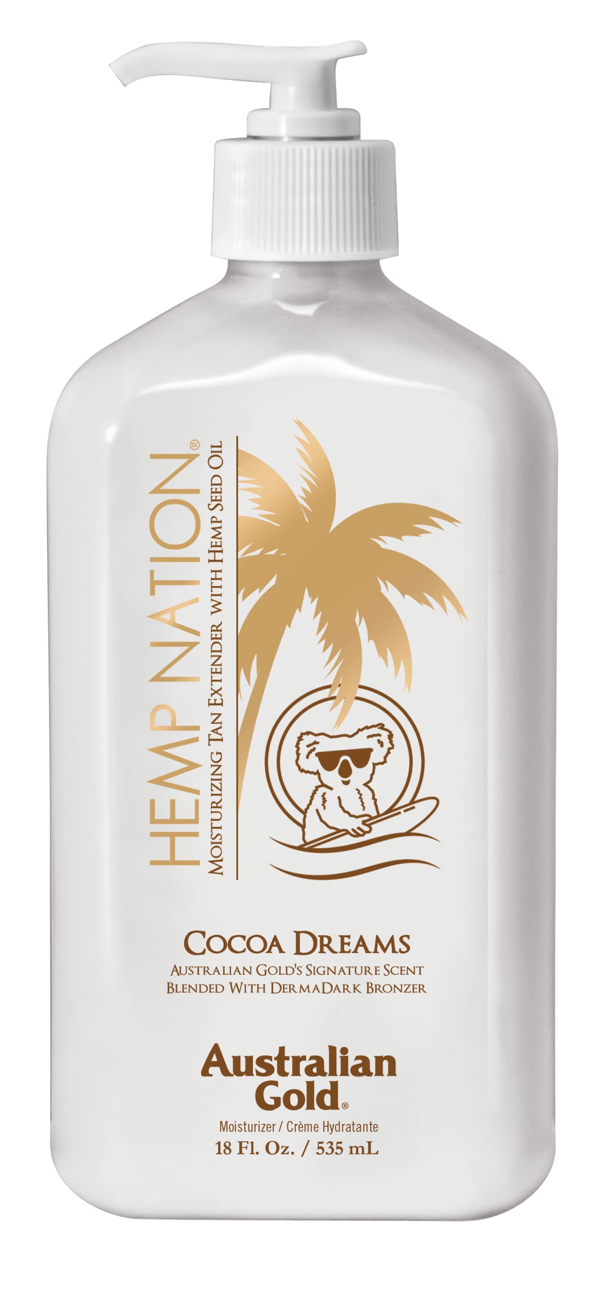 Hemp Nation Cocoa Dreams Tan Extender w/Derma Dark Bronzer 18oz Beauty & Personal Care Australian Gold