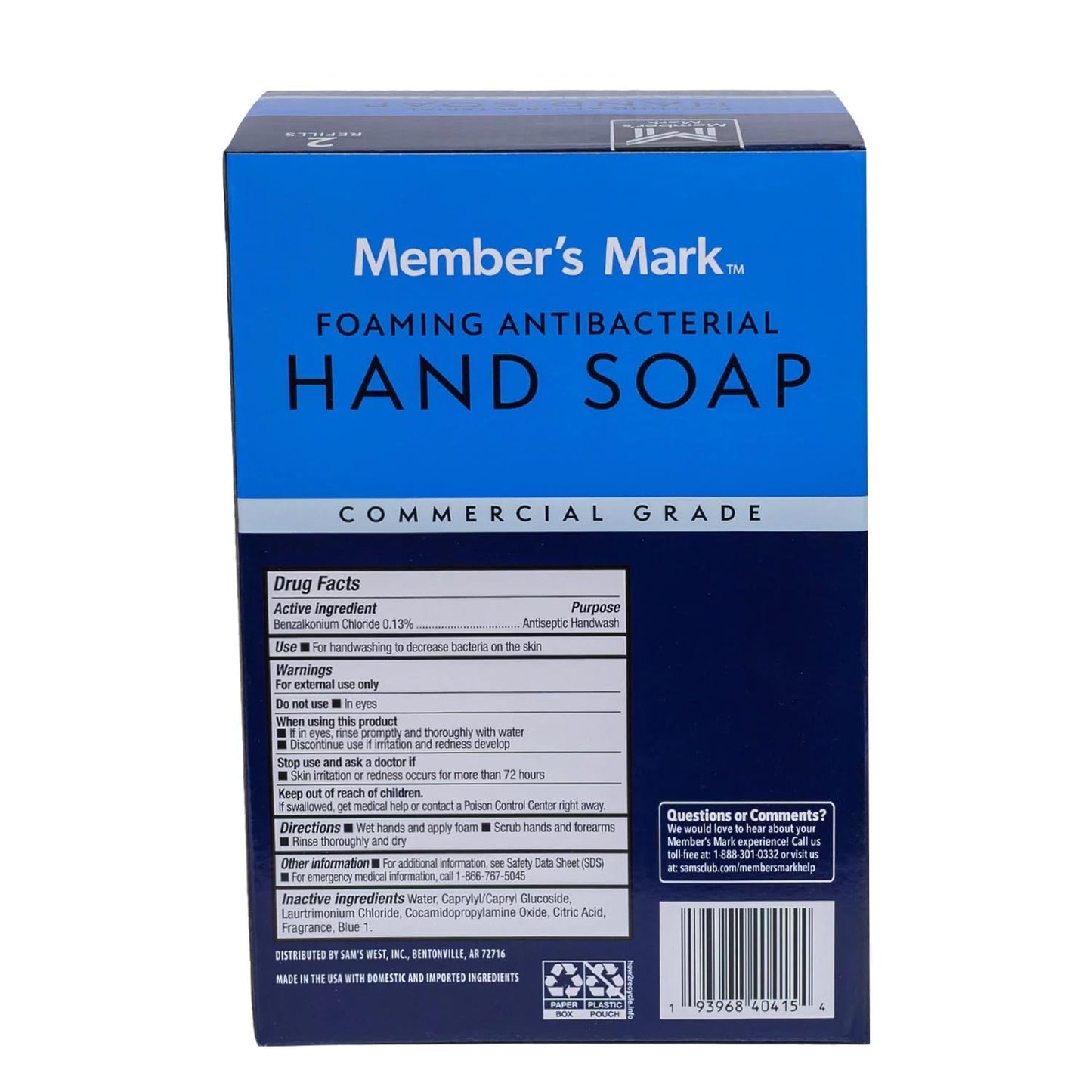 Member's Mark Antibacterial Foaming Hand Soap, 33.8 Fluid Ounce (Pack of 2) Beauty & Personal Care MEMBER´S MARK