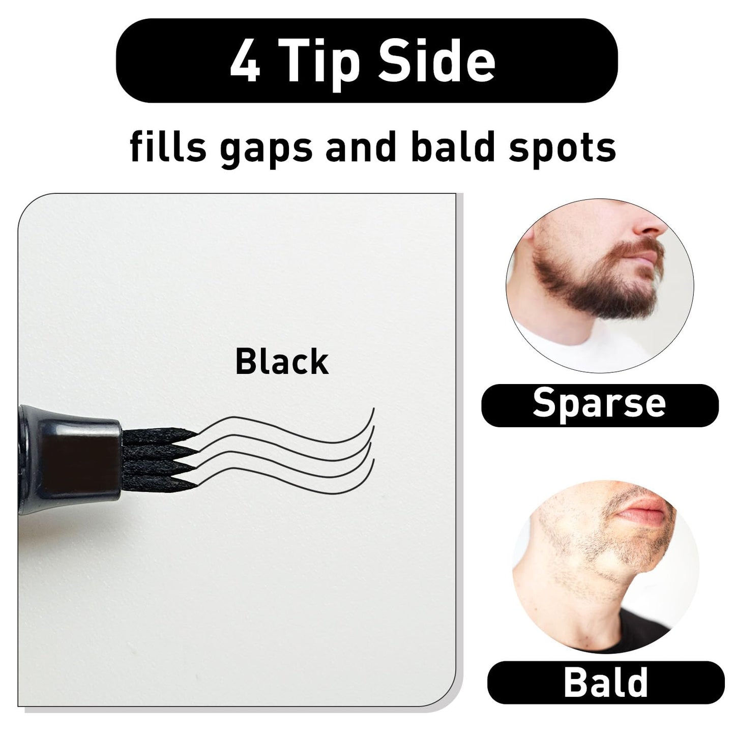 2PCS Beard Pencil Filler for Men - Sweat Proof, Water Resistance, Long Lasting & Natural Finish barber Pencil, Mustache Repair Shape(BLACK) Beauty and Personal Care MUFUN