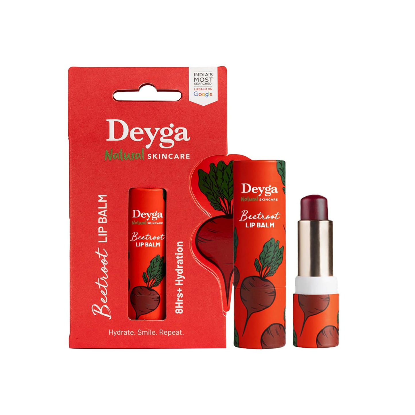 Deyga Beetroot Lip Balm Tinted Lip Care For Dry & Chapped Lips For Pigmented Lips For Women & Men (Stick Lip Balm), Red 1 count (Pack of 1) Beetroot Beauty and Personal Care Deyga