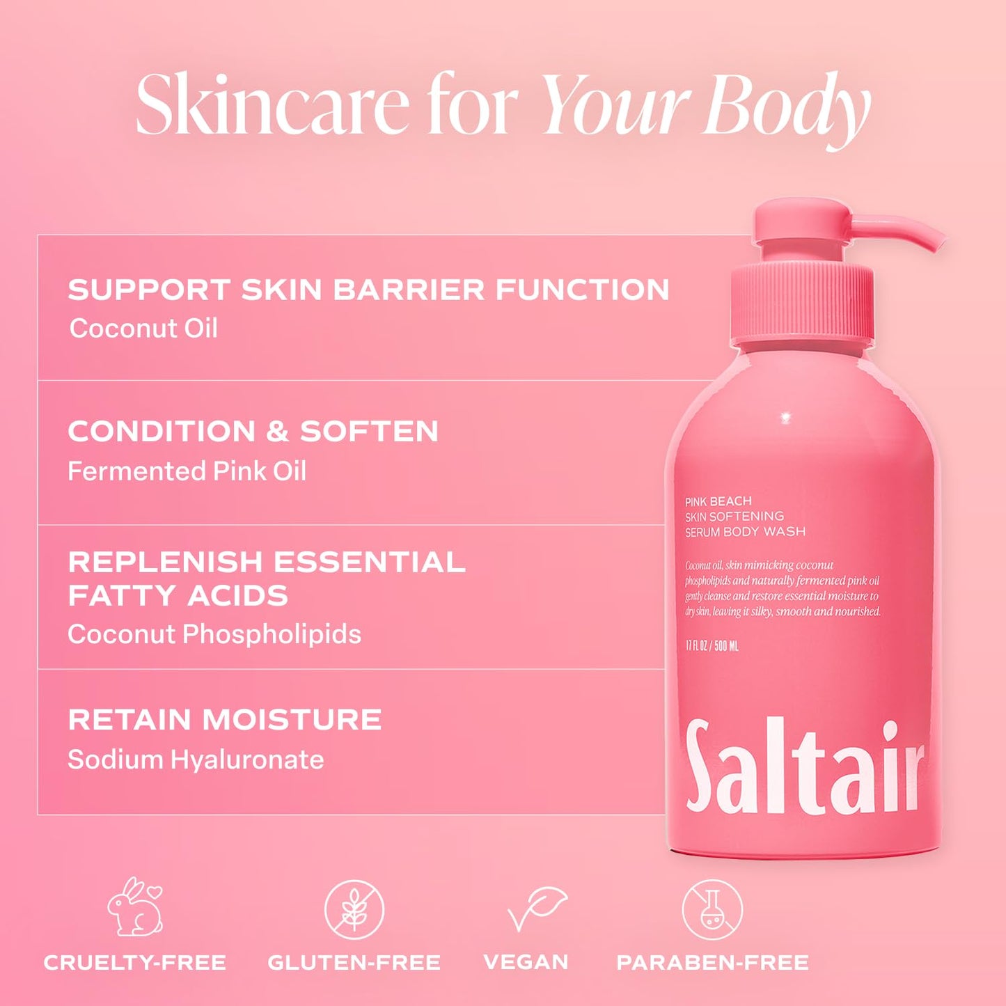 Saltair Body Wash Variety Pack - Santal Vanilla: Santal Bloom & Pink Beach - Moisturizing Body Wash - Scented Shower Gel for Women and Men - 2x 17oz Beauty & Personal Care Saltair