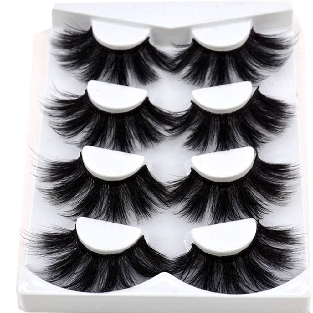 HBZGTLAD NEW 4 Pairs 3D Mink Hair False Eyelashes Criss-cross Wispy Cross Fluffy length 25mm Lashes Extension Handmade Eye Makeup Tools (MDR-5) Beauty & Personal Care HBZGTLAD