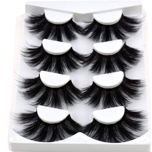 HBZGTLAD NEW 4 Pairs 3D Mink Hair False Eyelashes Criss-cross Wispy Cross Fluffy length 25mm Lashes Extension Handmade Eye Makeup Tools (MDR-5) Beauty & Personal Care HBZGTLAD