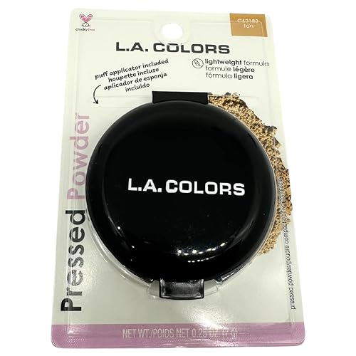 LA Colors Pressed Powder Compact - Matte Shine Control Face Powder with Mirror & Applicator - Smooth Natural Finish - Tan (C62182) Beauty & Personal Care L.A. COLORS