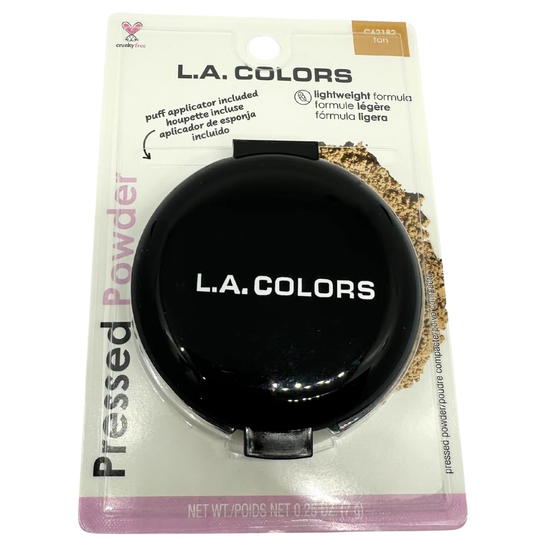 LA Colors Pressed Powder Compact - Matte Shine Control Face Powder with Mirror & Applicator - Smooth Natural Finish - Tan (C62182) Beauty & Personal Care L.A. COLORS