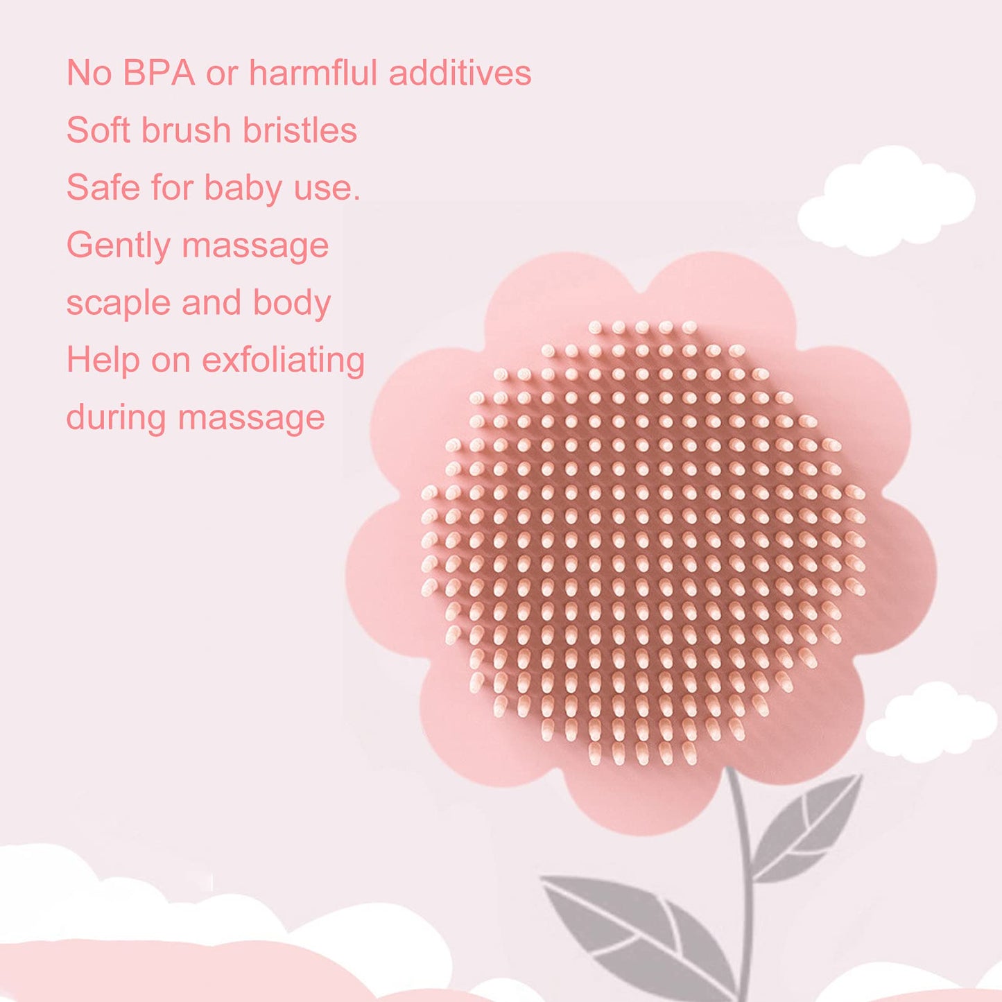 Baby Head Scrubber, Baby Shampoo Brush Soft Silicone Exfoliator Brush with Ergonomic Handle for Bath(pink) Beauty and Personal Care FASJ