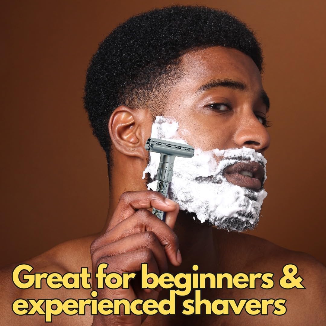 G.B.S Men's Heavy Duty Long Handle Adjustable Double Edge Safety Razor Stainless Steel Construction, Ergonomic Handle, Comes with Free 10 Blade Beauty and Personal Care G.B.S