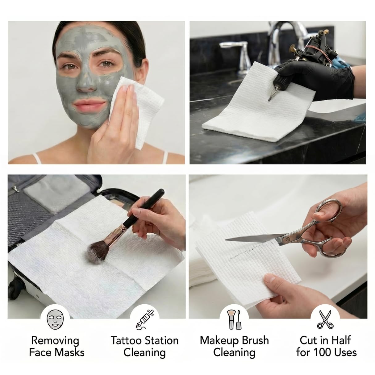 ForPro Disposable Face Towels for Sensitive Skin, XL Dry Wipes Makeup Remover, Ultra Soft Lint-Free Viscose Face Cloths, Chemical-Free Biodegradable Beauty and Personal Care ForPro Professional Collection