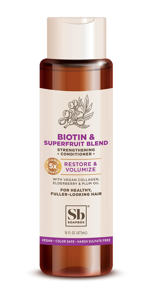 Soapbox Soap Conditioner, Volumizing Conditioner with Biotin and Superfruit Blend, 16oz - Elderberry and Plum Oil for Healthy-Men & Women's Restoring Beauty & Personal Care Soapbox