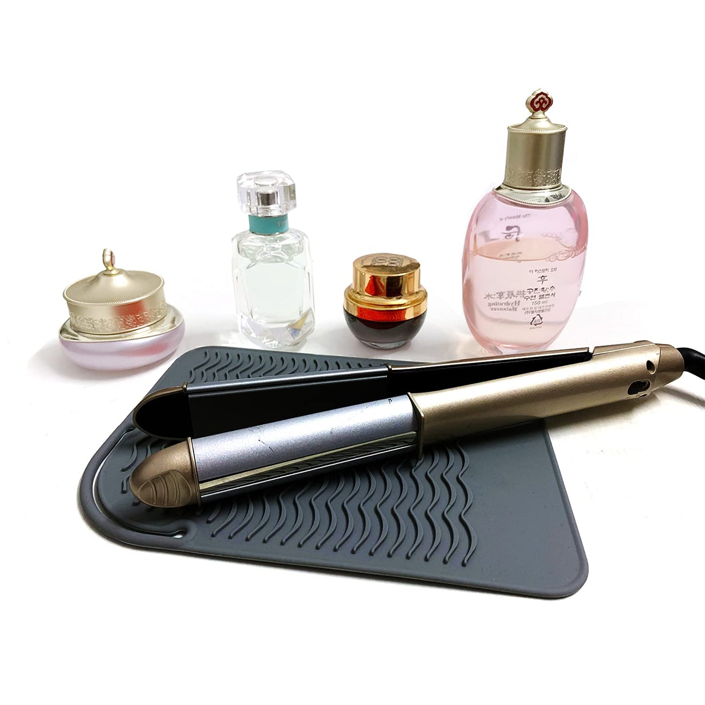 Large Heat Resistant Mat for Curling Irons, Hair Straightener, Flat Irons and Hair Styling Tools 11" x 7.5", Grey Beauty & Personal Care Lessmon