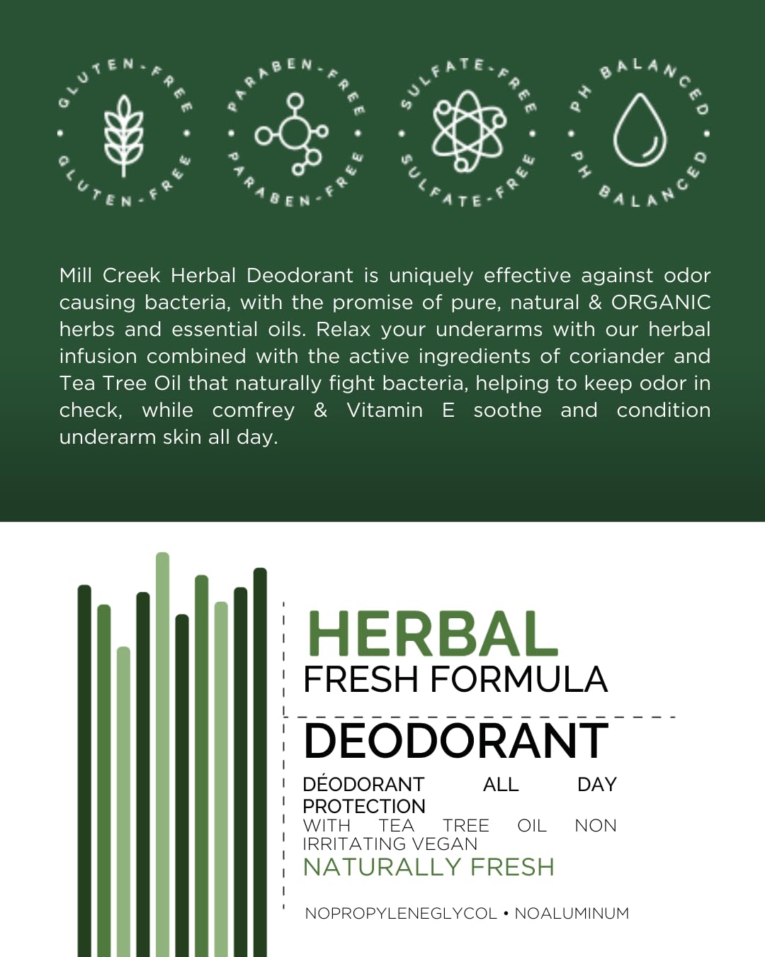 Mill Creek Deodorant Herbal (Natural & Organic) - 2.5oz. Beauty and Personal Care Mill Creek