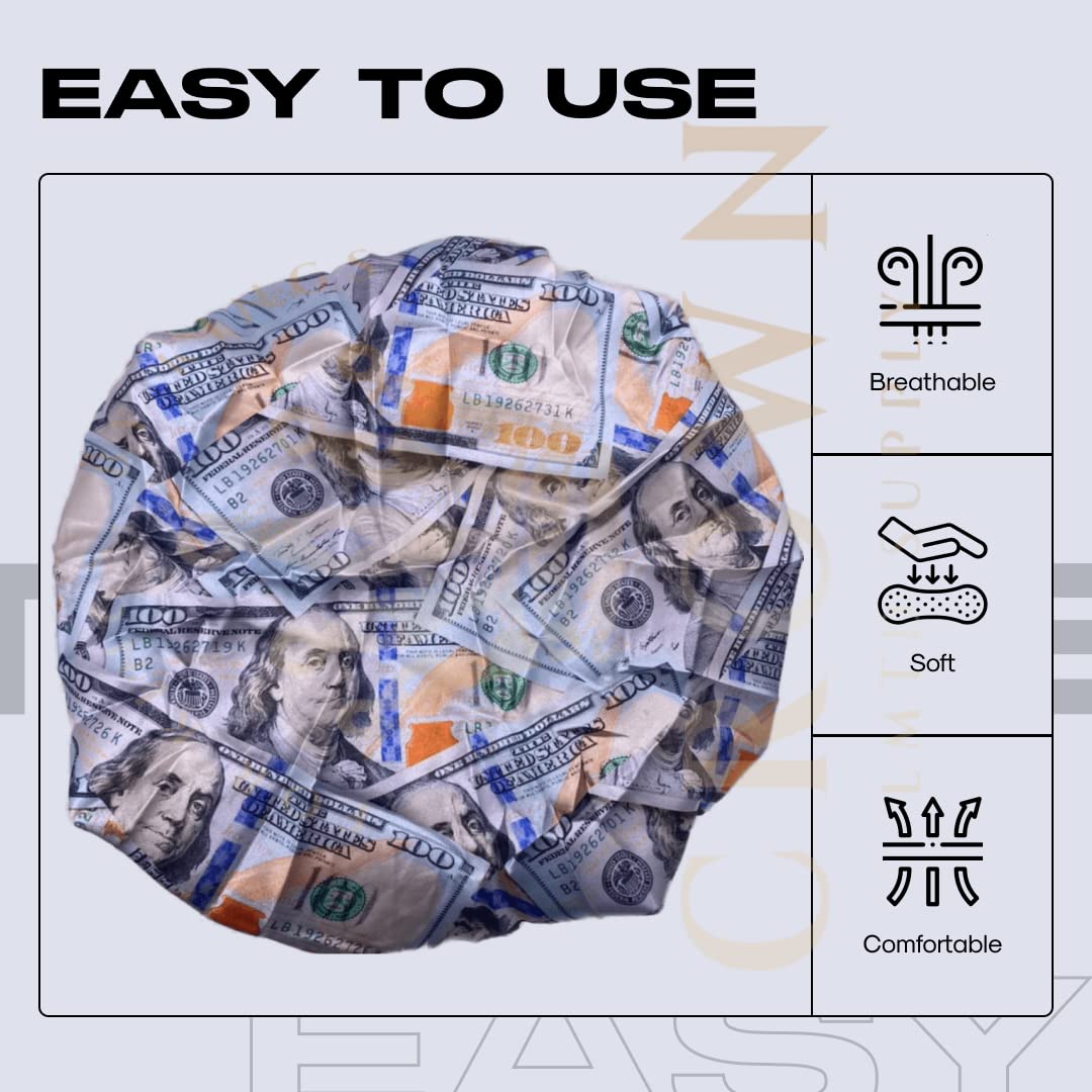 Silky Design Bonnet with Elastic Soft Band, Hair Braid Adjustable Women and Men Bonnets for Sleeping, Comfortable Satin Fabric Bonnet (Mney N) Beauty and Personal Care FOR KINGS. BY KINGS CROWN LMTD SUPPLY