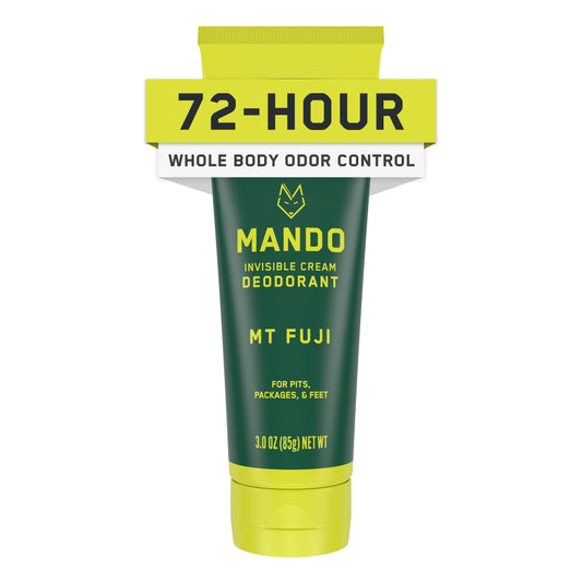 Mando Whole Body Deodorant For Men - Invisible Cream - 72 Hour Odor Control - Aluminum Free, Baking Soda Free, Skin Safe - 3 Ounce Tube (Mt Fuji) Beauty and Personal Care Mando