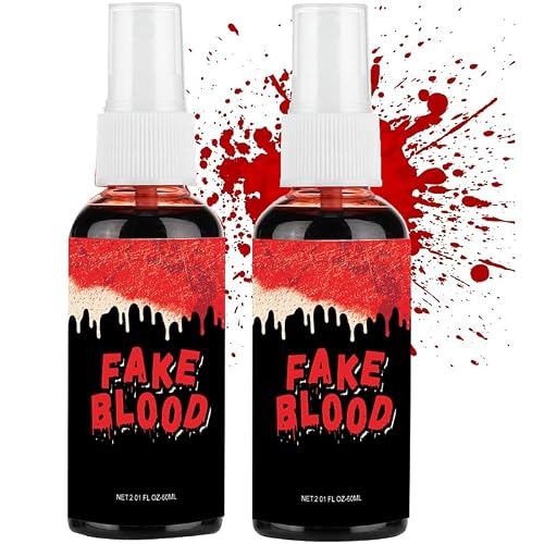 Halloween Fake Blood Makeup Kit, Realistic Washable Fake Blood Makeup for Zombie Vampire Monster Cosplay & Dress Up(2PCS) Beauty & Personal Care zhaoan