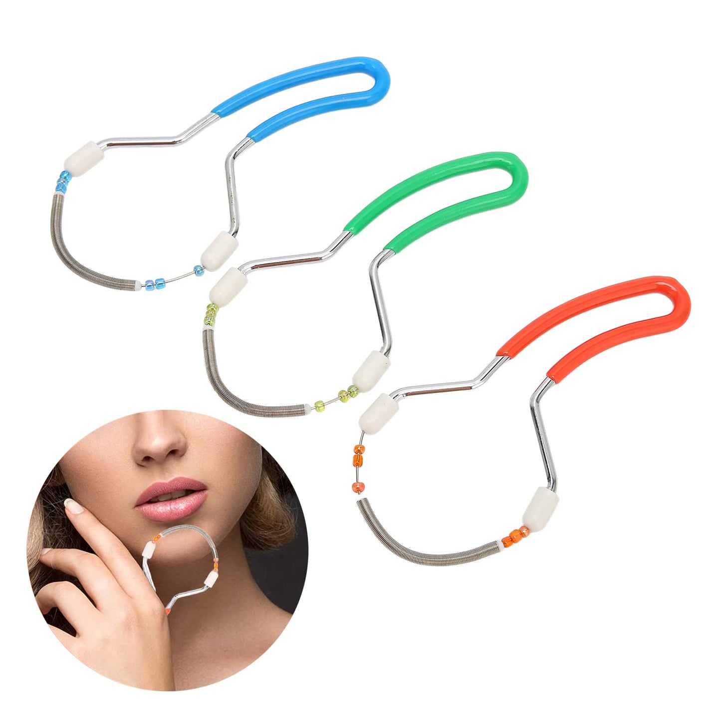 3pcs Spring Facial Hair Remover, Spring Threading Epilator for Face Lip Hair Removal Painless Face Epilator Tool for Women Remove Hair from the Root Beauty and Personal Care Betued