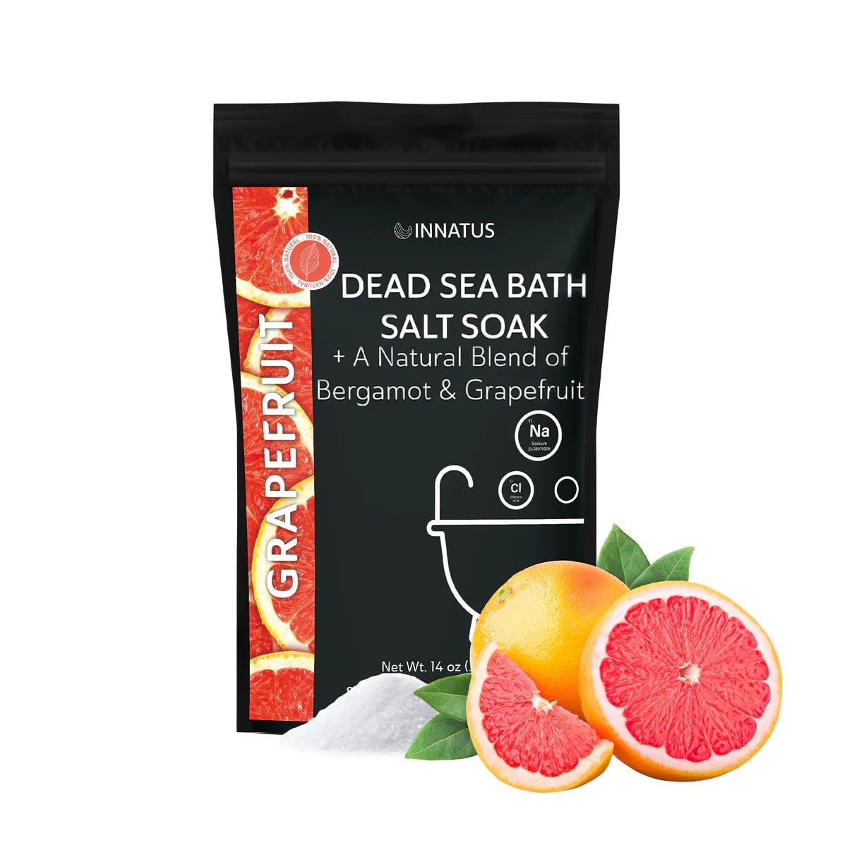 Dead Sea Soothing Bath Salt Soak with 21 Minerals - Relaxing, Detoxifying, and Nourishing for Skin - 14oz, Infused with Essential Oils - Rejuvenate Beauty and Personal Care INNATUS