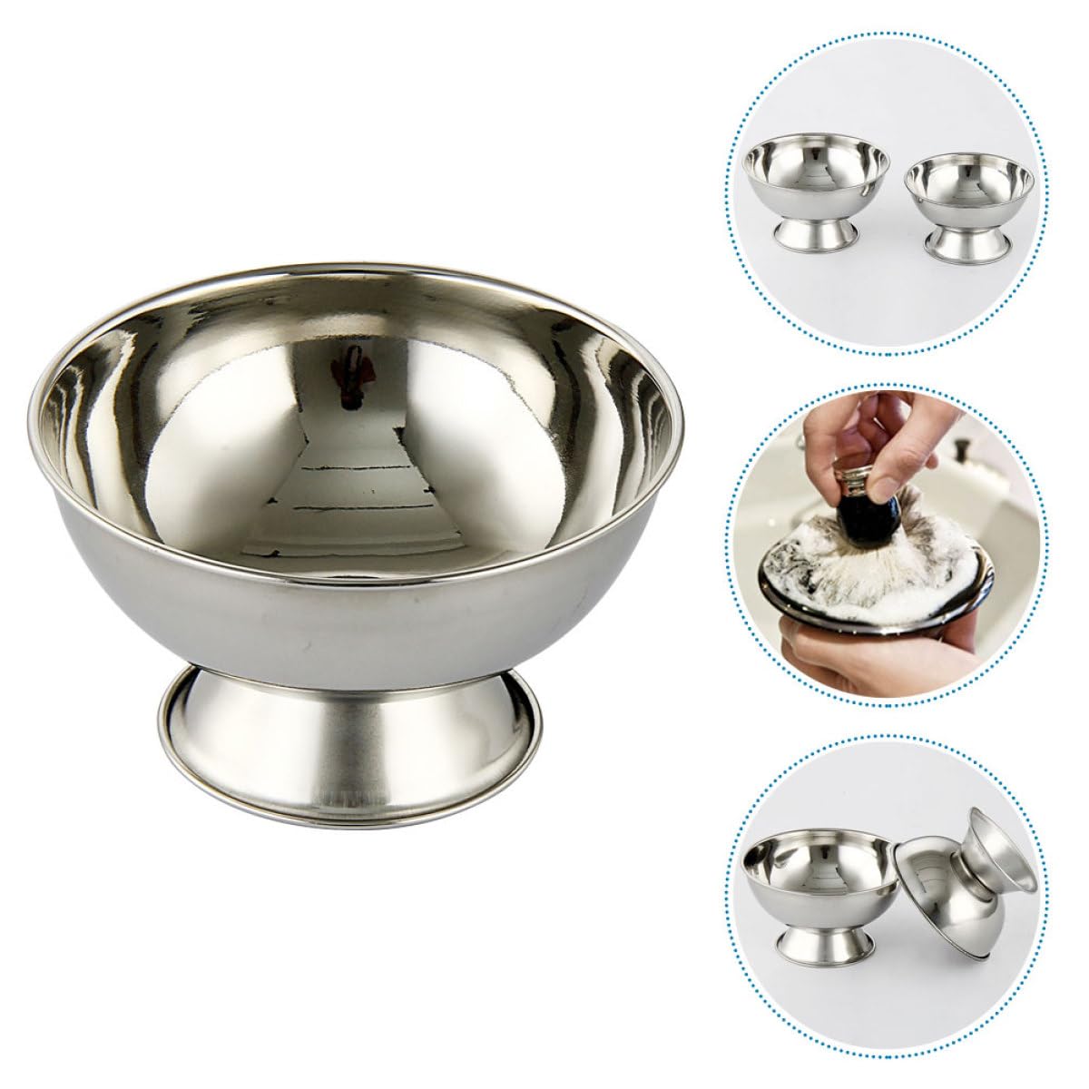 VICASKY Stainless Steel Shaving Bowl with Footed Mug 11cm Large Reusable Metal Shave Cup for Men Household Wet Razor Shaving Soap Bowl Beauty and Personal Care VICASKY