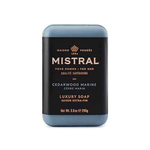 Mistral Cedarwood Marine Luxury Bar Soap for Men | Men’s Natural Soap Bar | Paraben, Phthalates Free | Moisturizing & Triple-Milled Natural Soap Beauty & Personal Care Mistral