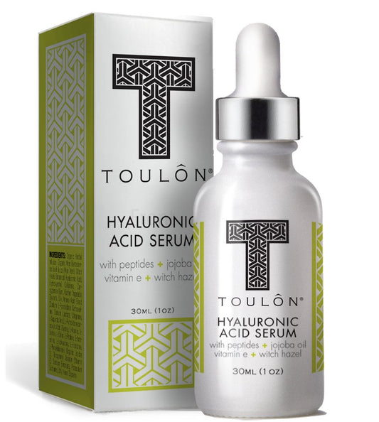 Organic Hyaluronic Acid Serum for Face with Natural Peptides, Pure Jojoba Oil, Vitamin E & Witch Hazel; Best to Build Collagen & Reduce Wrinkles Beauty & Personal Care TOULON