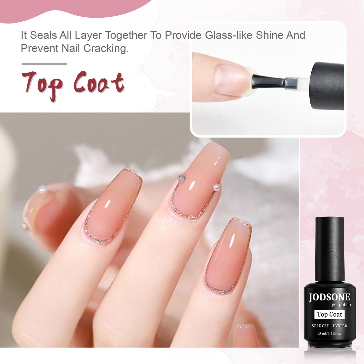 JODSONE 2 Bottles of Top Coat Base Coat Set No Wipe Foundation Combination Bright Surface At Home DIY Nail Salon Girl Gift Beauty and Personal Care JODSONE