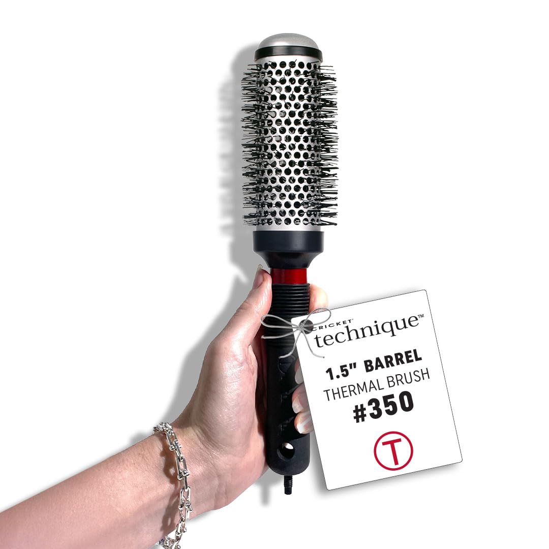 Cricket Technique Thermal Hair Brush #350 1.5” for Curling, and Styling - Heat-Retaining Barrel with Anti-Static Tourmaline Bristles, Round Thermal Beauty & Personal Care CRICKET