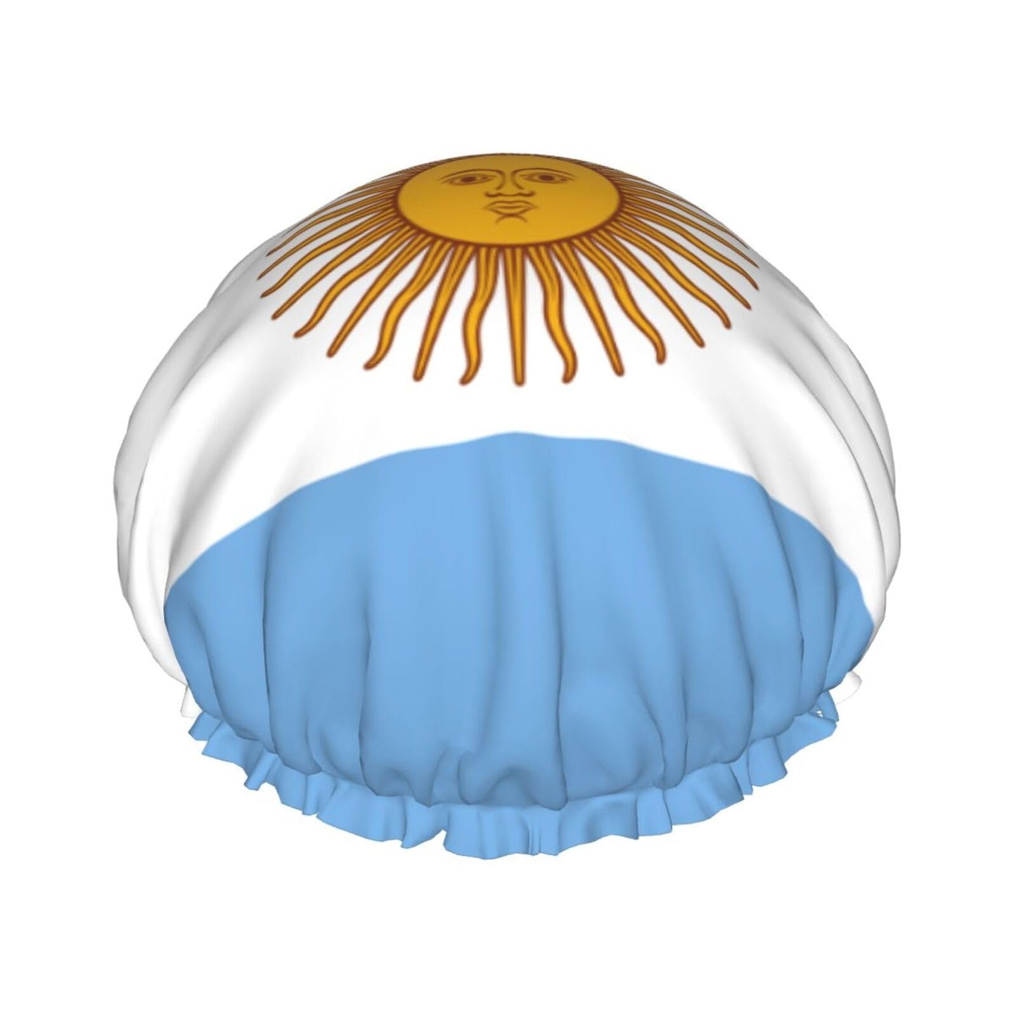 Argentina Flag Prints Shower Cap Double Layer Lined Waterproof Bathing Shower Hat Beauty and Personal Care Hayyett