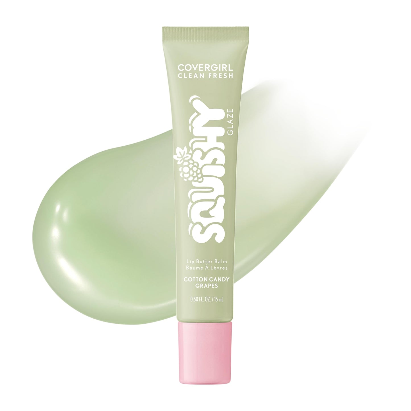 COVERGIRL Clean Fresh Squishy Glaze™ Lip Butter Balm, Flavored, Non-Sticky, with Vitamin E & Shea Butter - 120 Cotton Candy Grapes (Sheer Mint) Beauty and Personal Care COVERGIRL