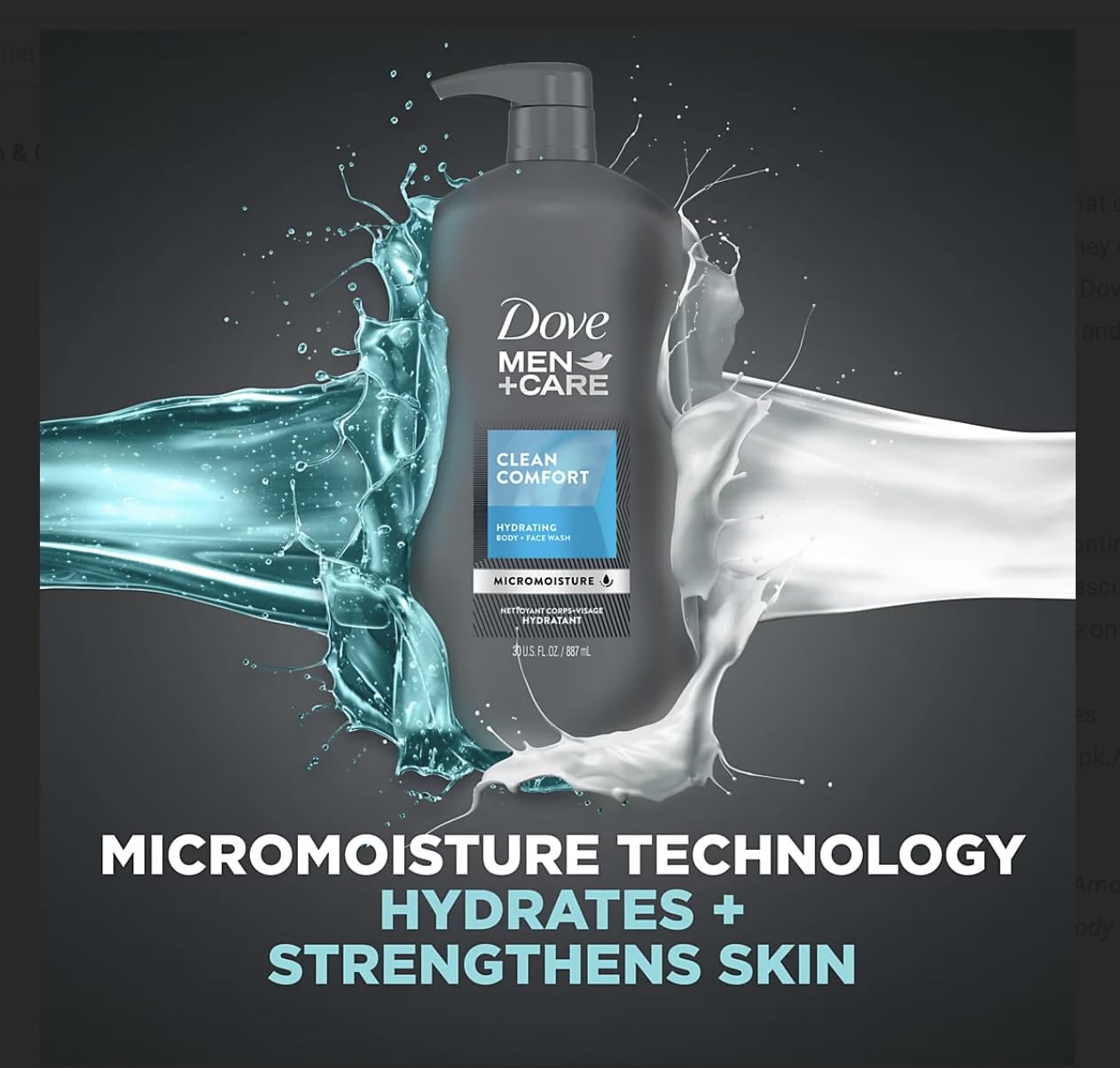 Dove Men+Care Body and Face Wash Hydrating Clean Comfort Body Wash for Men with 24-Hour Nourishing Micromoisture Technology, 30 oz. 2pack Beauty & Personal Care Dove