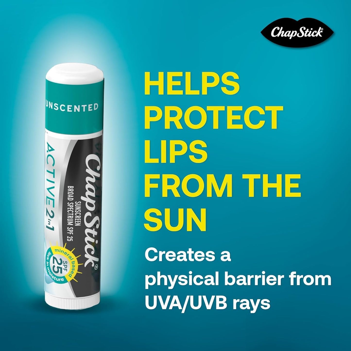 ChapStick Lip Sunscreen Active 2-in-1 Unscented Lip Balm with SPF 25, 0.15 Oz Ea Beauty & Personal Care ChapStick