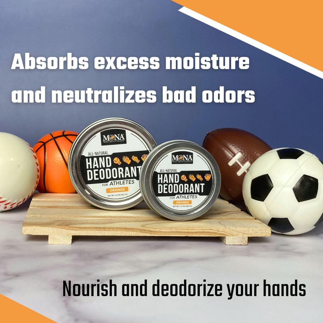 Hand Deodorant for Athletes - Deodorize and Nourish hands - Absorbs Moisture - 100% Natural, Vegan and Cruelty-Free - For Sports Players with Gloves Beauty and Personal Care MONA