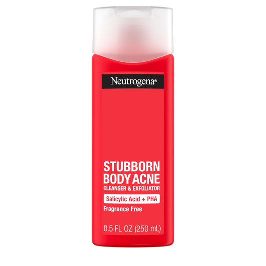 Neutrogena Salicylic Acid & PHA Stubborn Acne Body Wash, Exfoliating Cleanser Acne Treatment for Chest & Shoulder, Gently Clears, Exfoliates & Helps Beauty & Personal Care Neutrogena