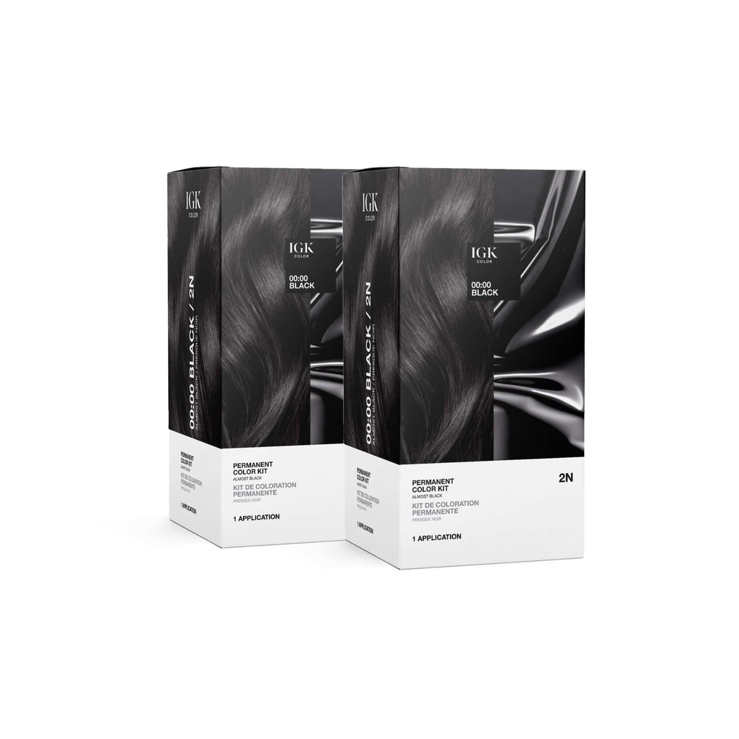 IGK Permanent Hair Color Kit | 2N 00:00 - Black | 100% Gray Color Coverage + Strengthen + Shine | Ammonia Free Beauty & Personal Care IGK