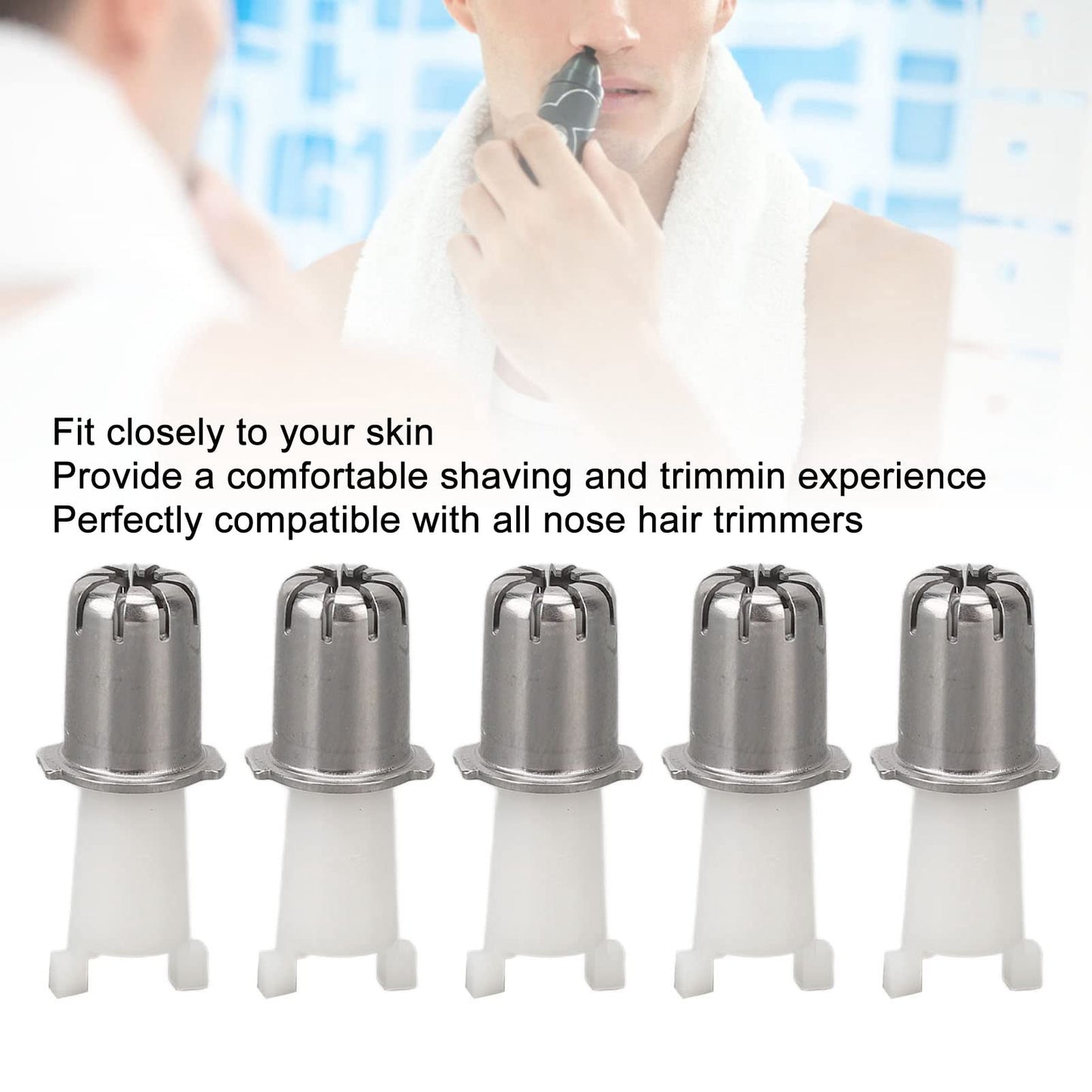 Saluaqui Nose Hair Trimmer Head, 10pcs Universal Replacement Clipper Blade Heads, Fitting, Ideal Replacement, Easy Cleaning, Portable Size for Daily Beauty and Personal Care Saluaqui