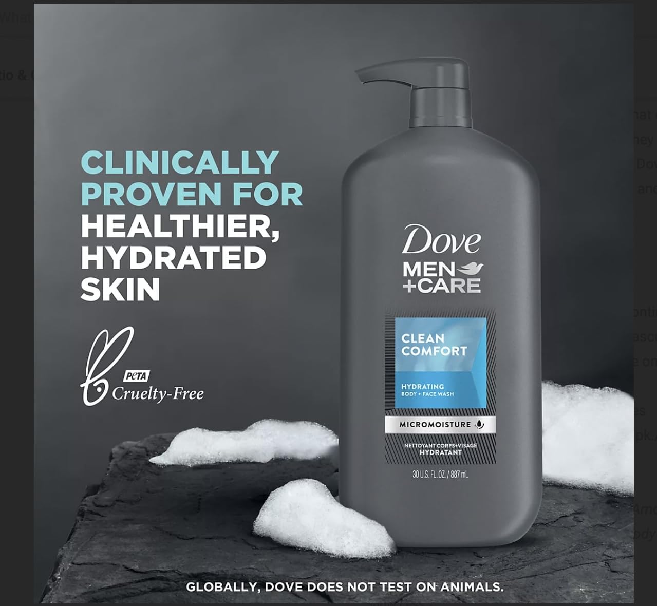 Dove Men+Care Body and Face Wash Hydrating Clean Comfort Body Wash for Men with 24-Hour Nourishing Micromoisture Technology, 30 oz. 2pack Beauty & Personal Care Dove