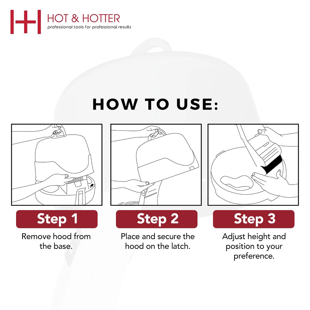 Annie Hot & Hotter Super Large Ceramic Ionic Hood Dryer - Professional Salon Hair Dryer with Adjustable Height, 3 Heat & Speed Settings, Portable