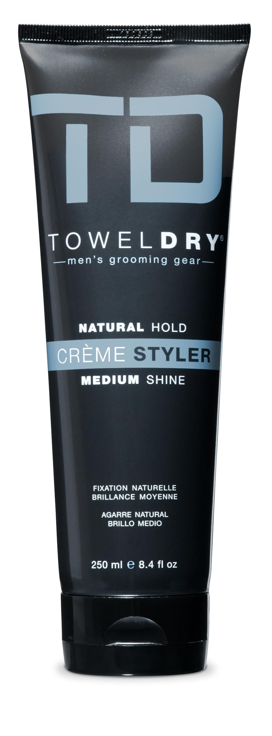 Towel Dry Creme Styler Natural Hold + Medium Shine - Men's Hair Styling Super-Lightweight Smoothing Cream - Hold 2/10 - Easy Washout Formula - Men's Beauty & Personal Care Towel Dry