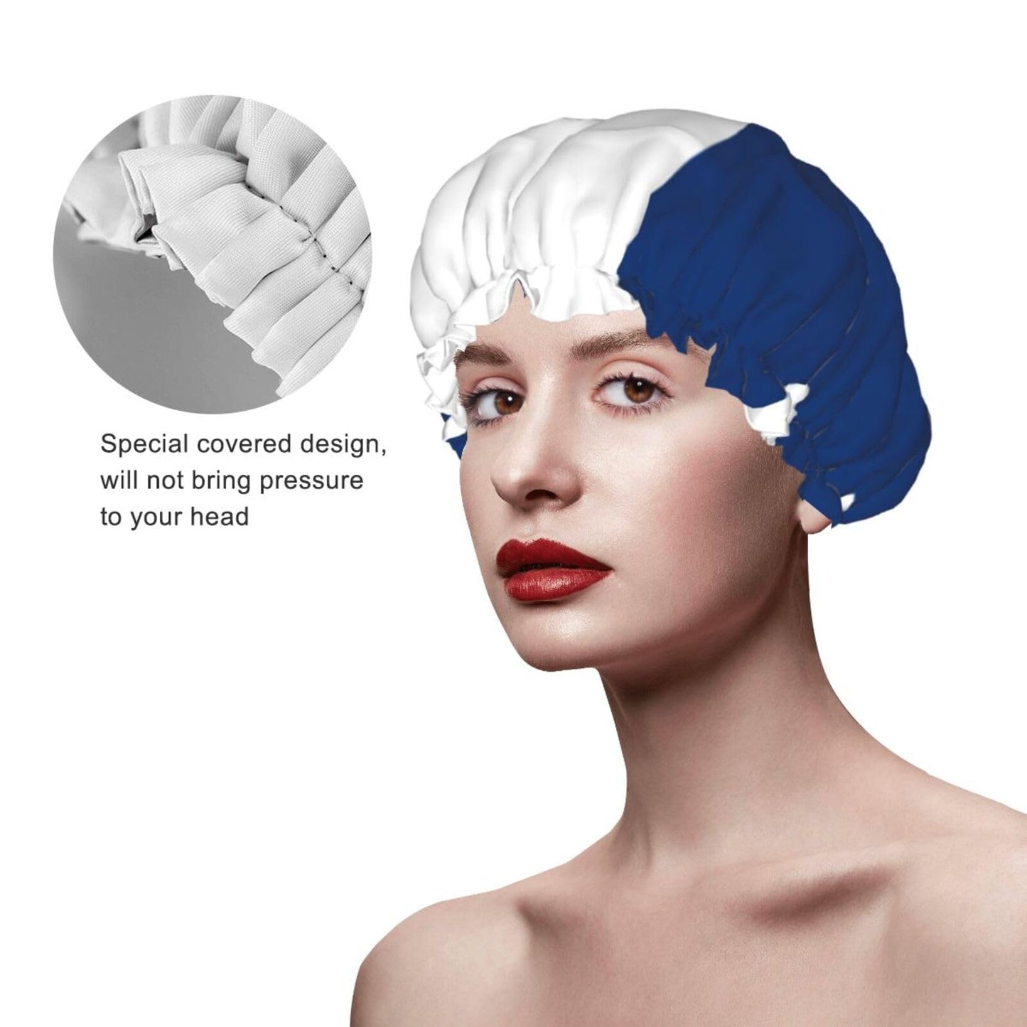 Finland Flag Prints Shower Cap Double Layer Lined Waterproof Bathing Shower Hat Beauty and Personal Care Hayyett