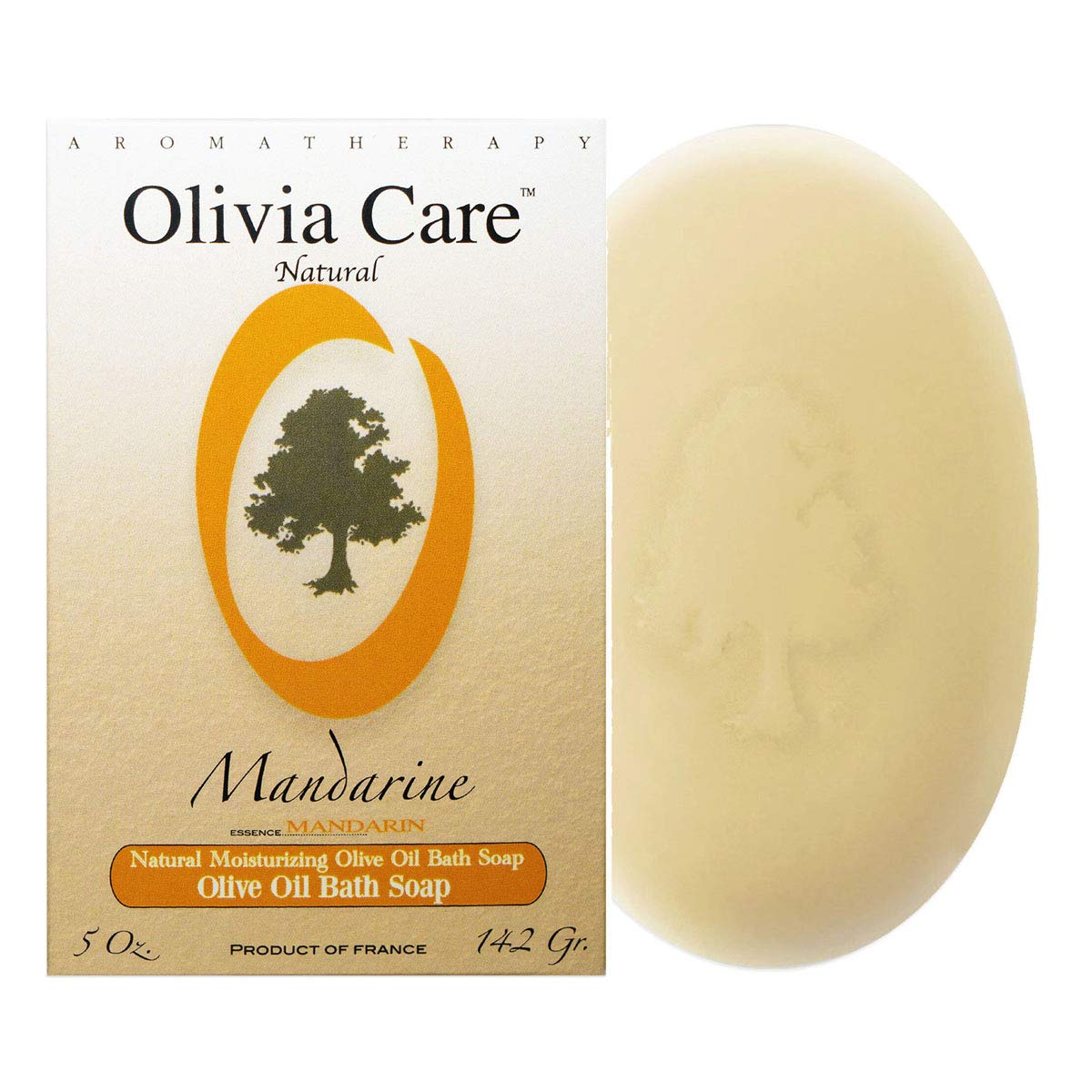 Olivia Care Mandarin Bar Soap - Pure Olive Oil |100% Natural Ingredients, Organic, Vegan - For Face & Body. Cold-Pressed Triple -Milled | Infused Beauty & Personal Care Olivia Care