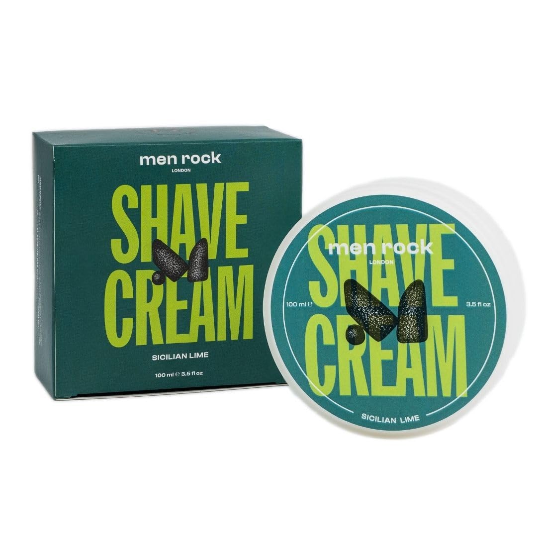 Men Rock Shave Cream - Sicilian Lime - Mens Shaving Cream - Moisturizing Shaving Foam for Men - Non-Drying Formula - Cruelty-Free - 3.5 oz Beauty and Personal Care Men Rock