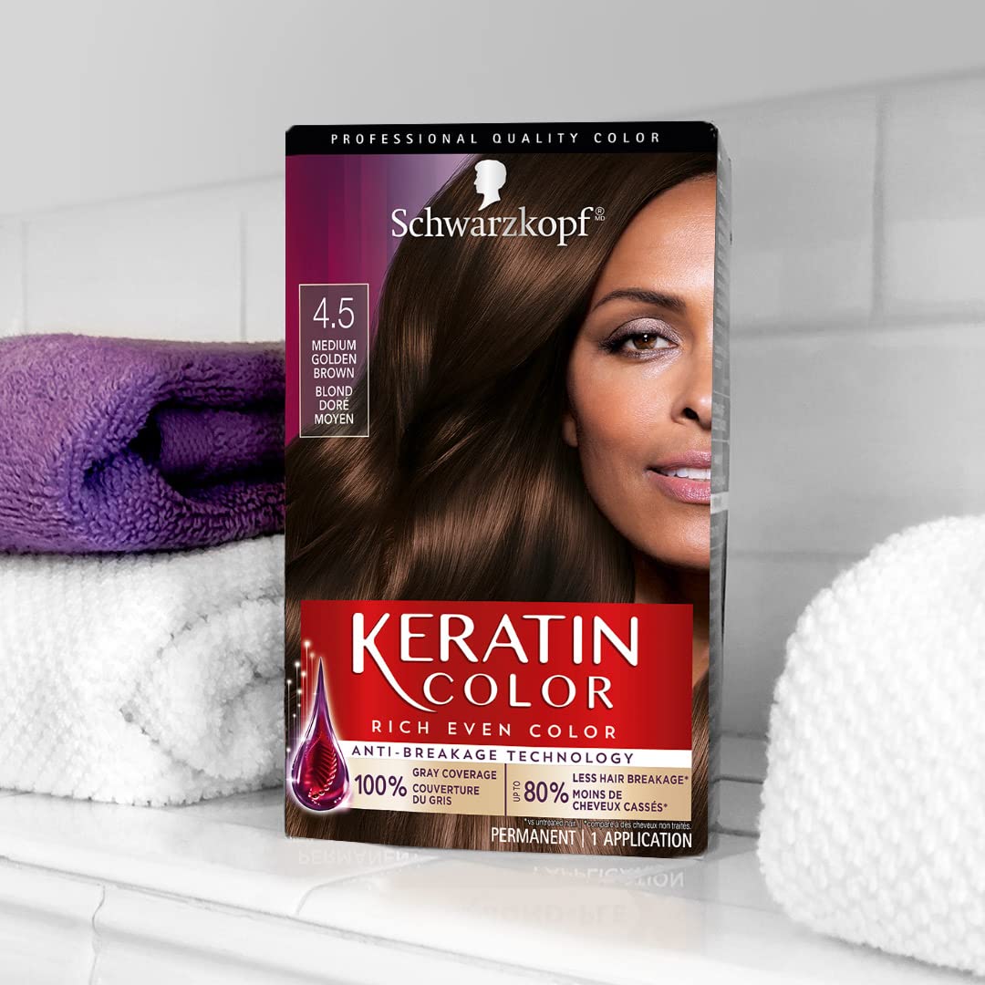 Schwarzkopf Keratin Color Permanent Hair Color Cream, 4.5 Medium Golden Brown Beauty & Personal Care Schwarzkopf