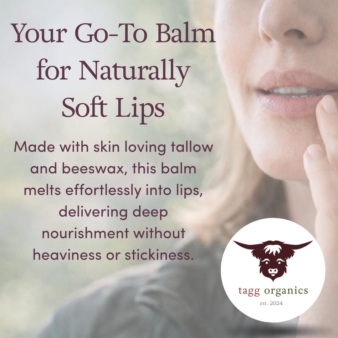 Peppermint Tallow Lip Balm - Moisturizing Lip Care with Grass-Fed Tallow, Natural Beeswax & Essential Oils, 4 Pack (.15 oz) Beauty and Personal Care TAGG ORGANICS