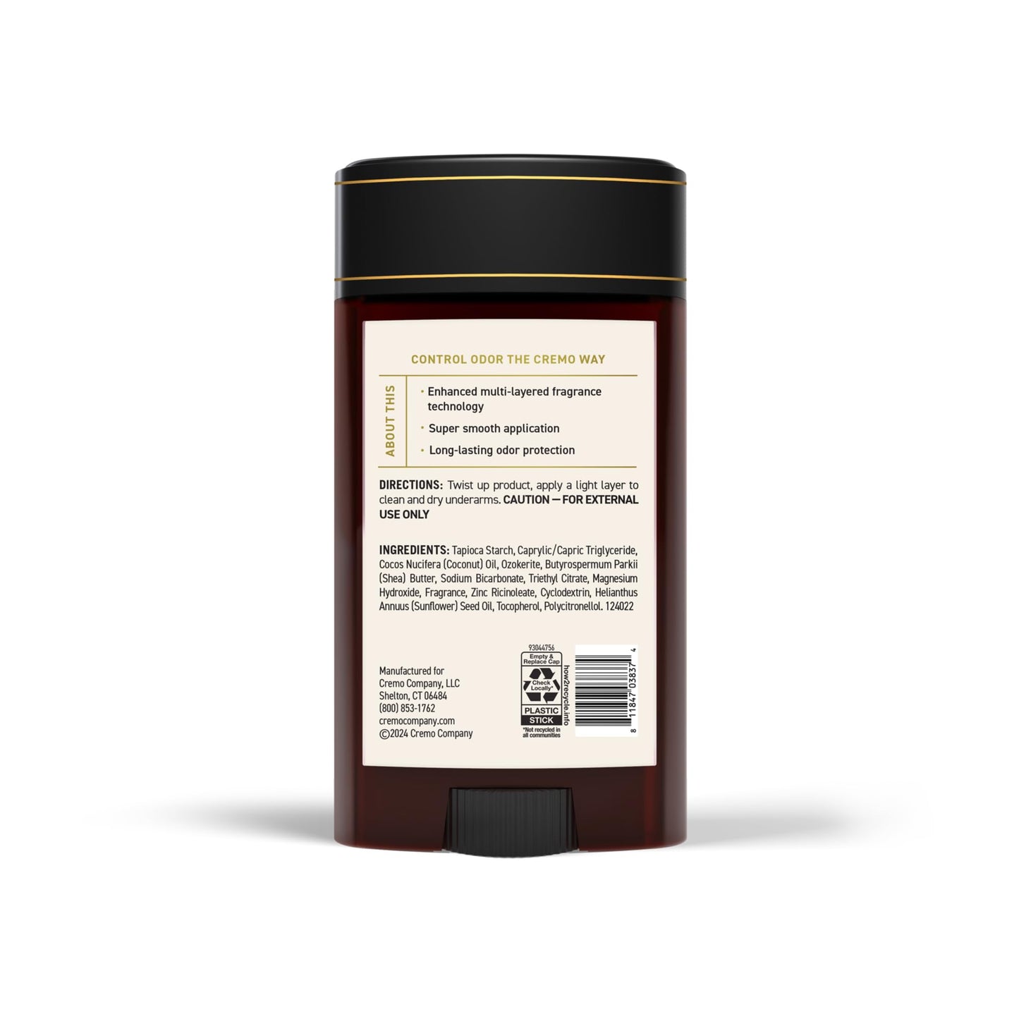 Cremo Italian Bergamot Aluminum Free Deodorant for Men, 48-hour Long Lasting Odor Protection, 2.65oz Beauty and Personal Care Cremo