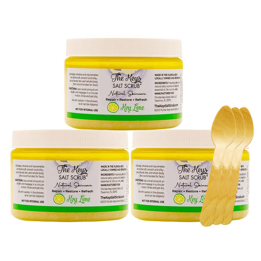 The Keys Salt Scrub -Sea Salt Scrub - Exfoliating Body Scrub with Wooden Spoon - Moisturizing Exfoliator for Hands, Foot, Bath, (12 Ounce (Pack of 3) Beauty & Personal Care The Keys Salt Scrub