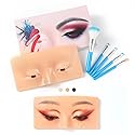 Bueuo Makeup Practice Face Board, 3D Reusable Silicone Make up Mannequin Face with 5PCS Makeup Brush, Eye Make up Practice Board for Beginner or Beauty & Personal Care Bueuo