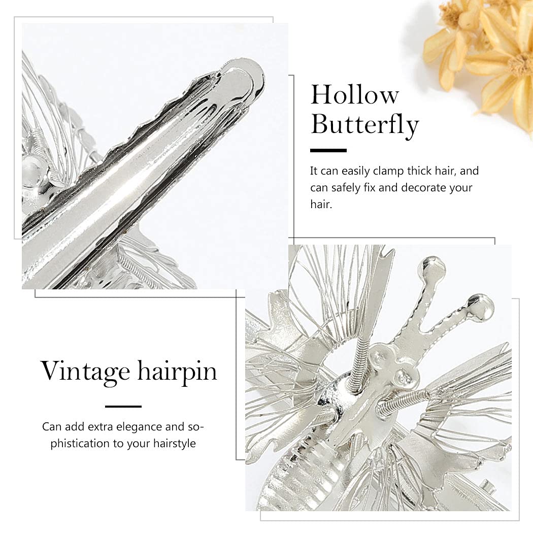 BARTOSI Butterfly Hair Clips Silver Metal Hair Pins Moving Butterfly Hair Accessories for Women and Girls (Pack of 2) Beauty & Personal Care BARTOSI